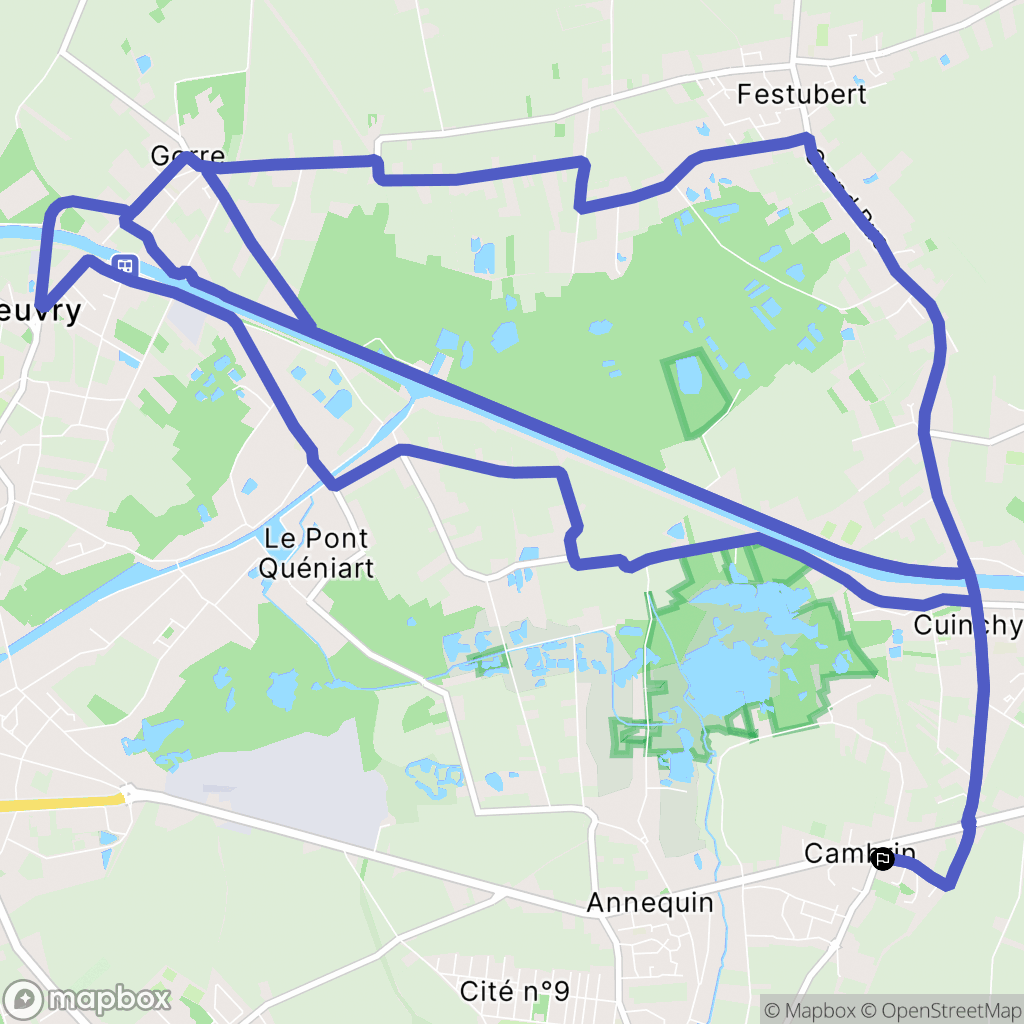 Cambrin : carte du parcours de randonnée - France
