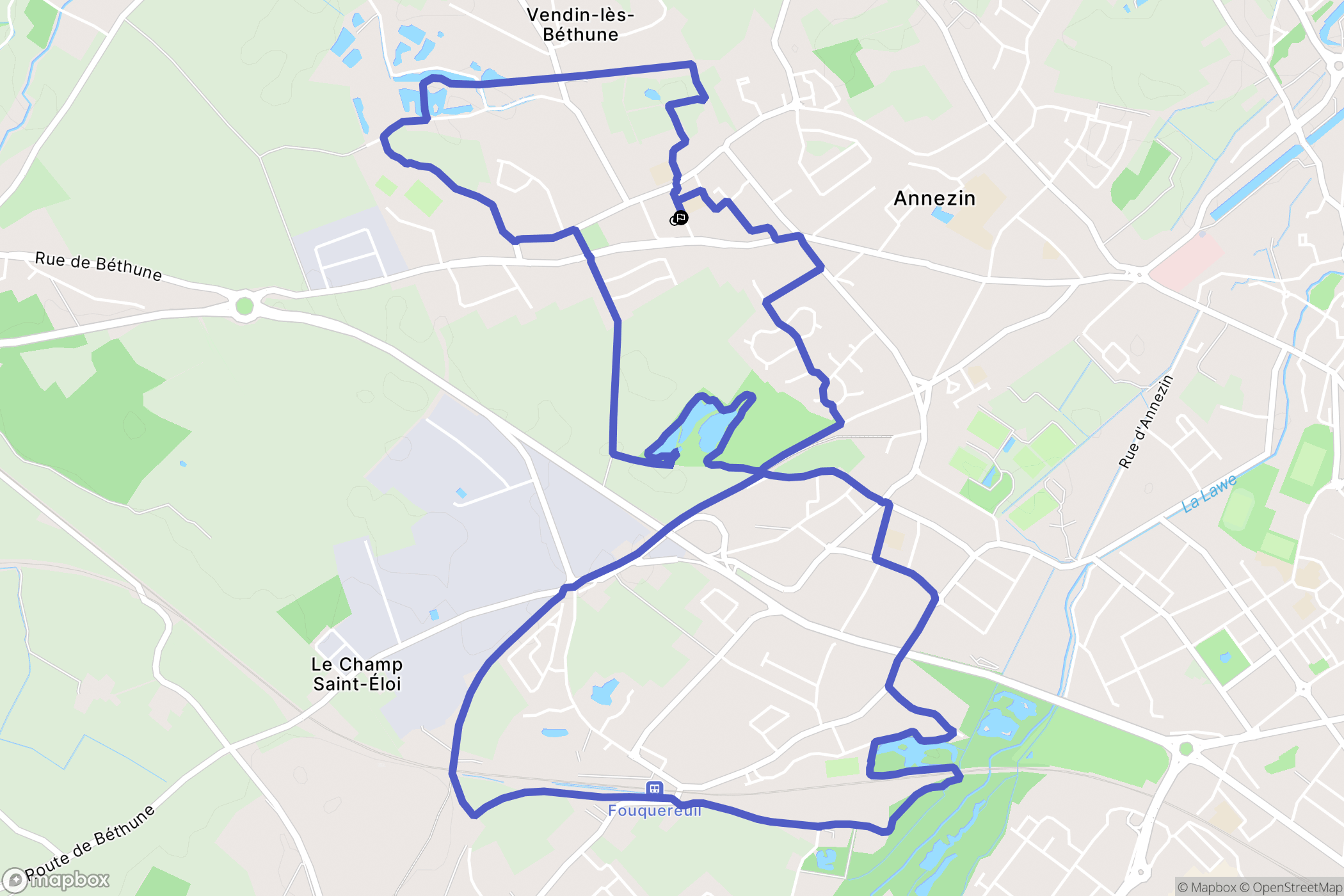 Vendin-lès-Béthune : carte du parcours de randonnée - France