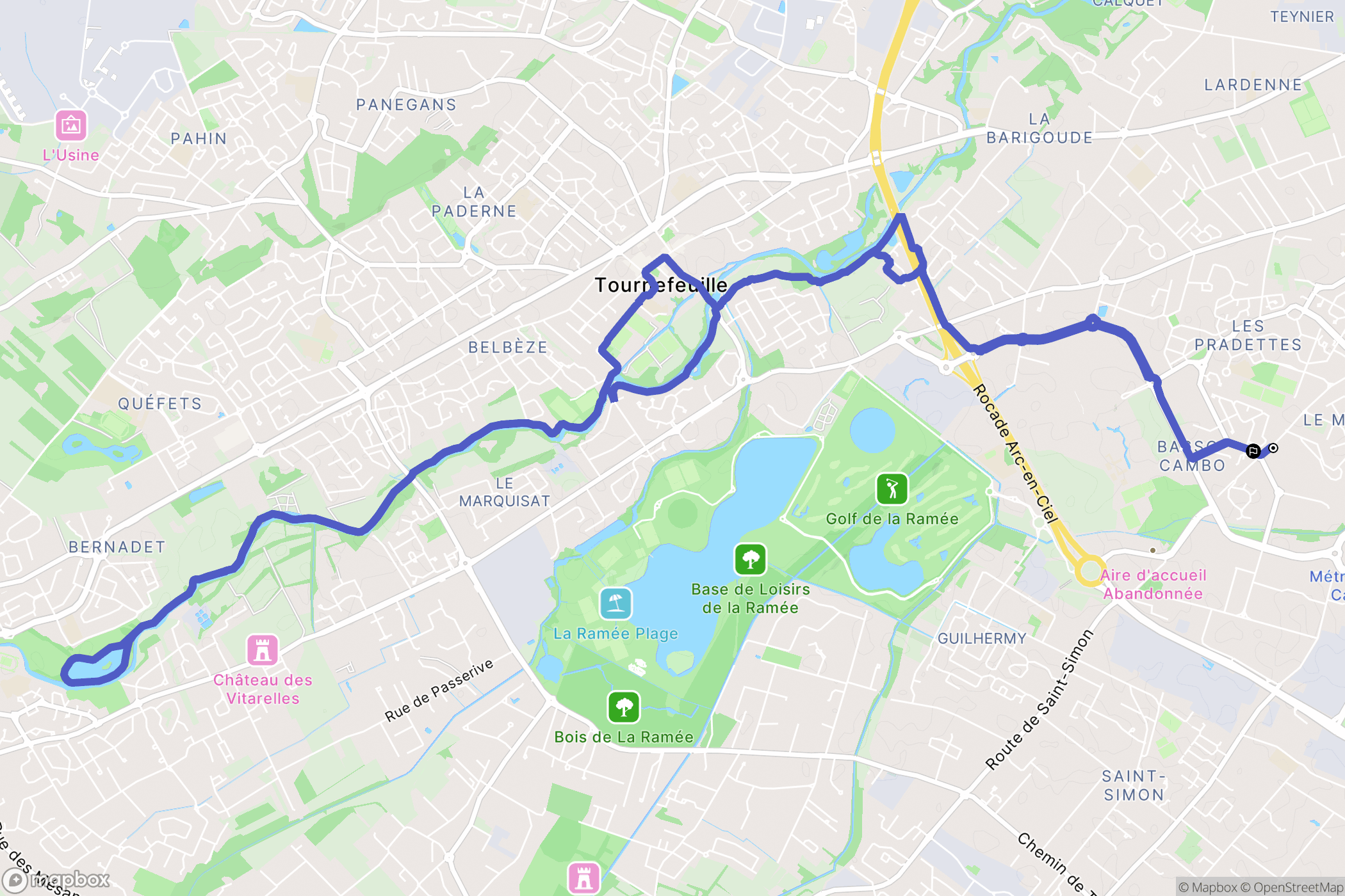 Toulouse : carte du parcours de randonnée - France
