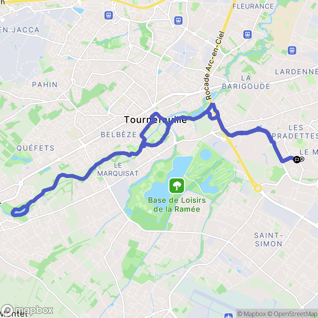 Toulouse : carte du parcours de randonnée - France