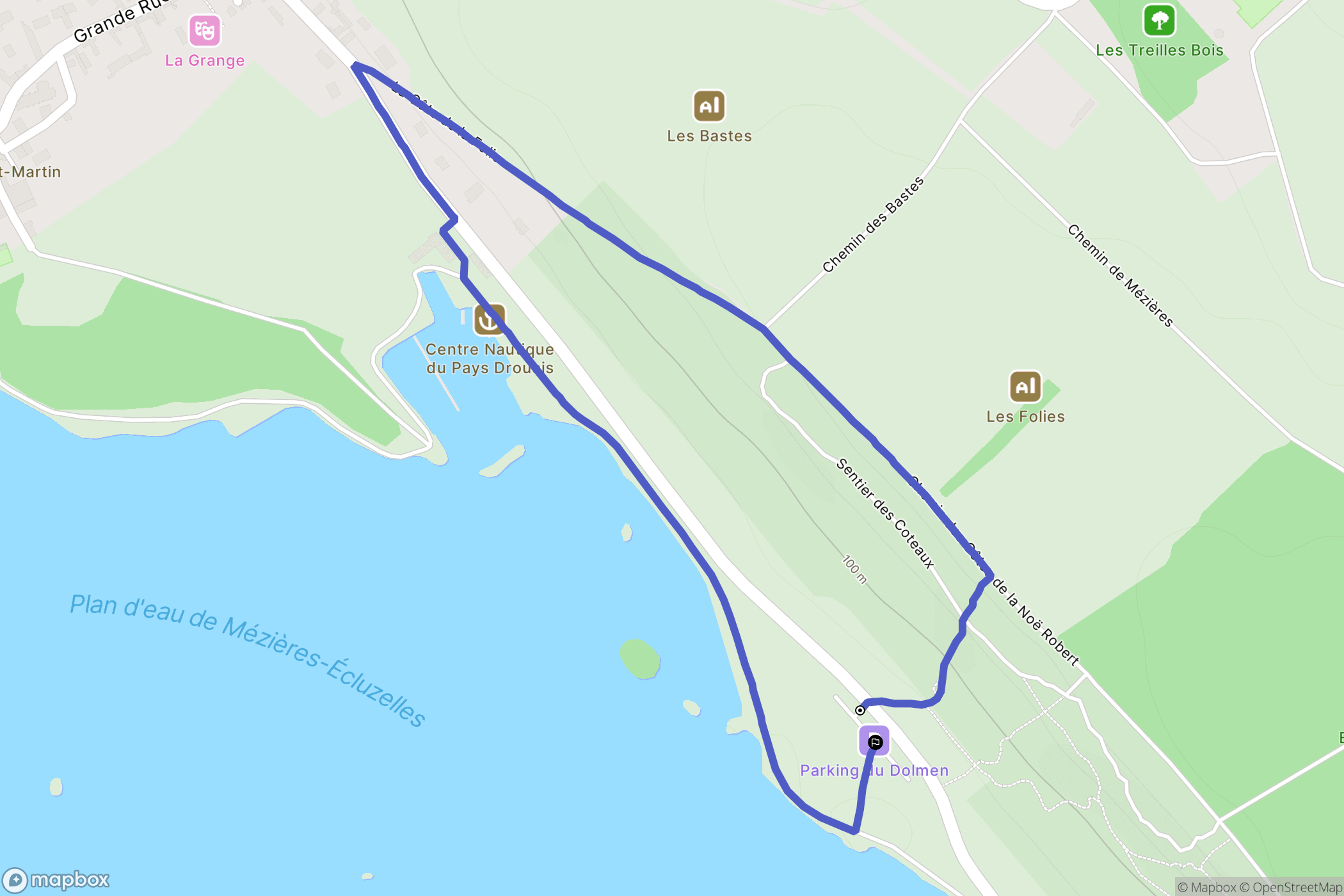 Mézières-en-Drouais : carte du parcours de randonnée - France