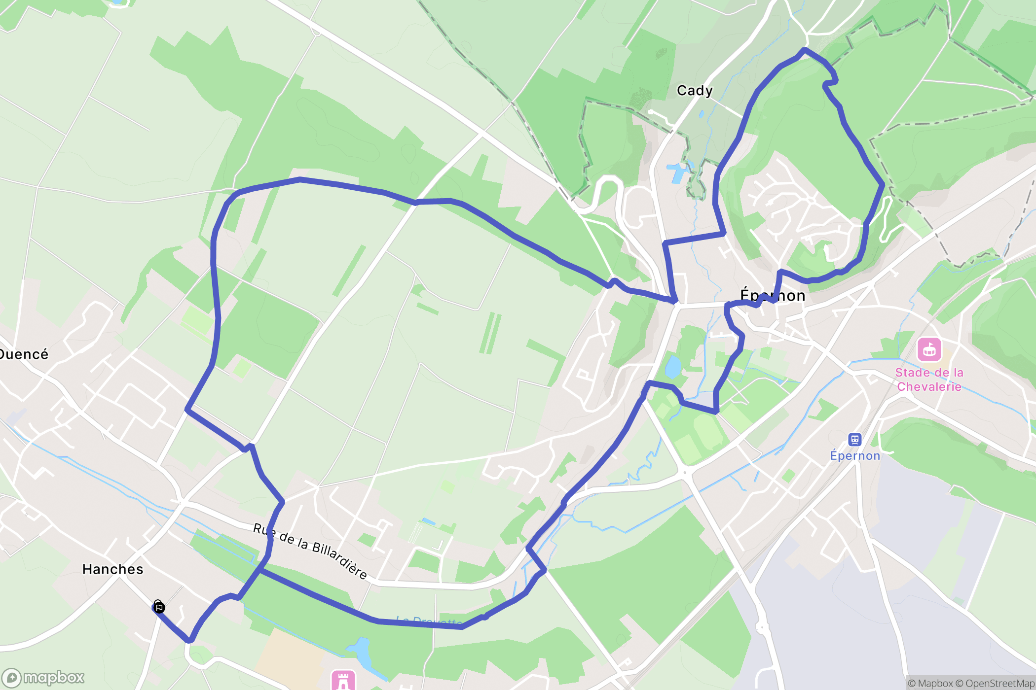 Hanches : carte du parcours de randonnée - France