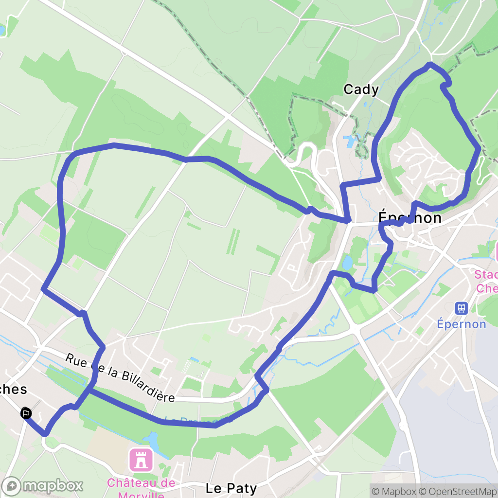 Hanches : carte du parcours de randonnée - France
