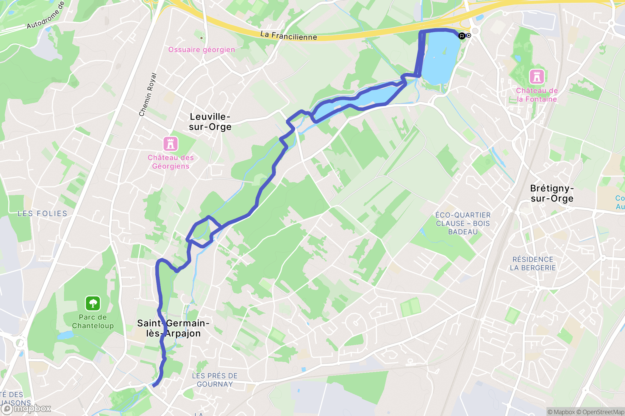 Brétigny-sur-Orge : carte du parcours de randonnée - France