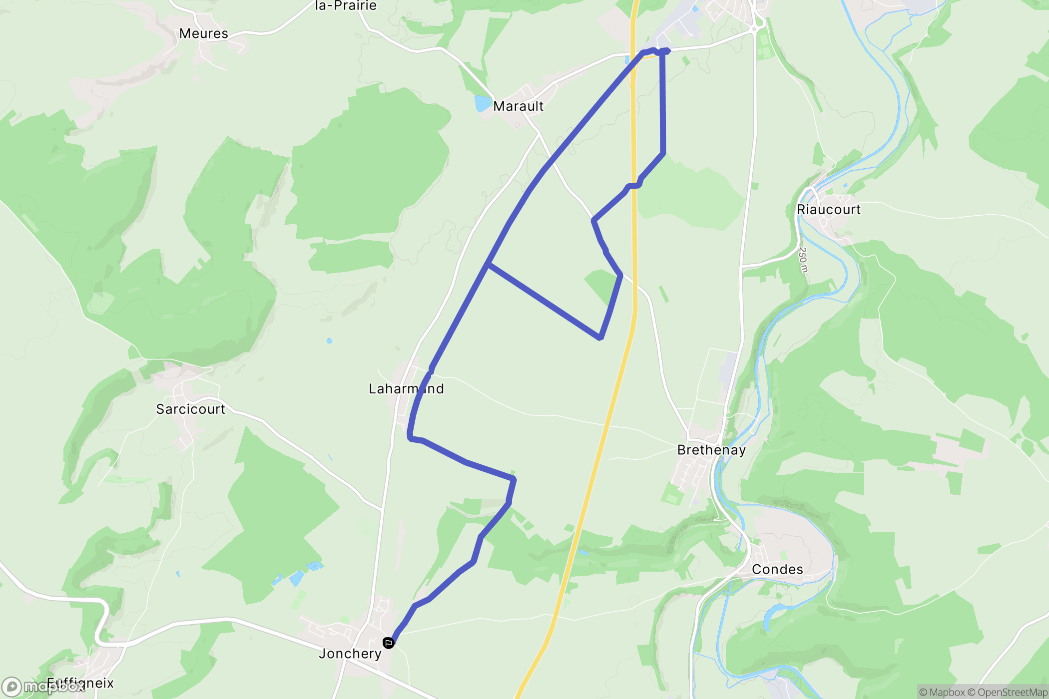 Jonchery : carte du parcours de randonnée - France