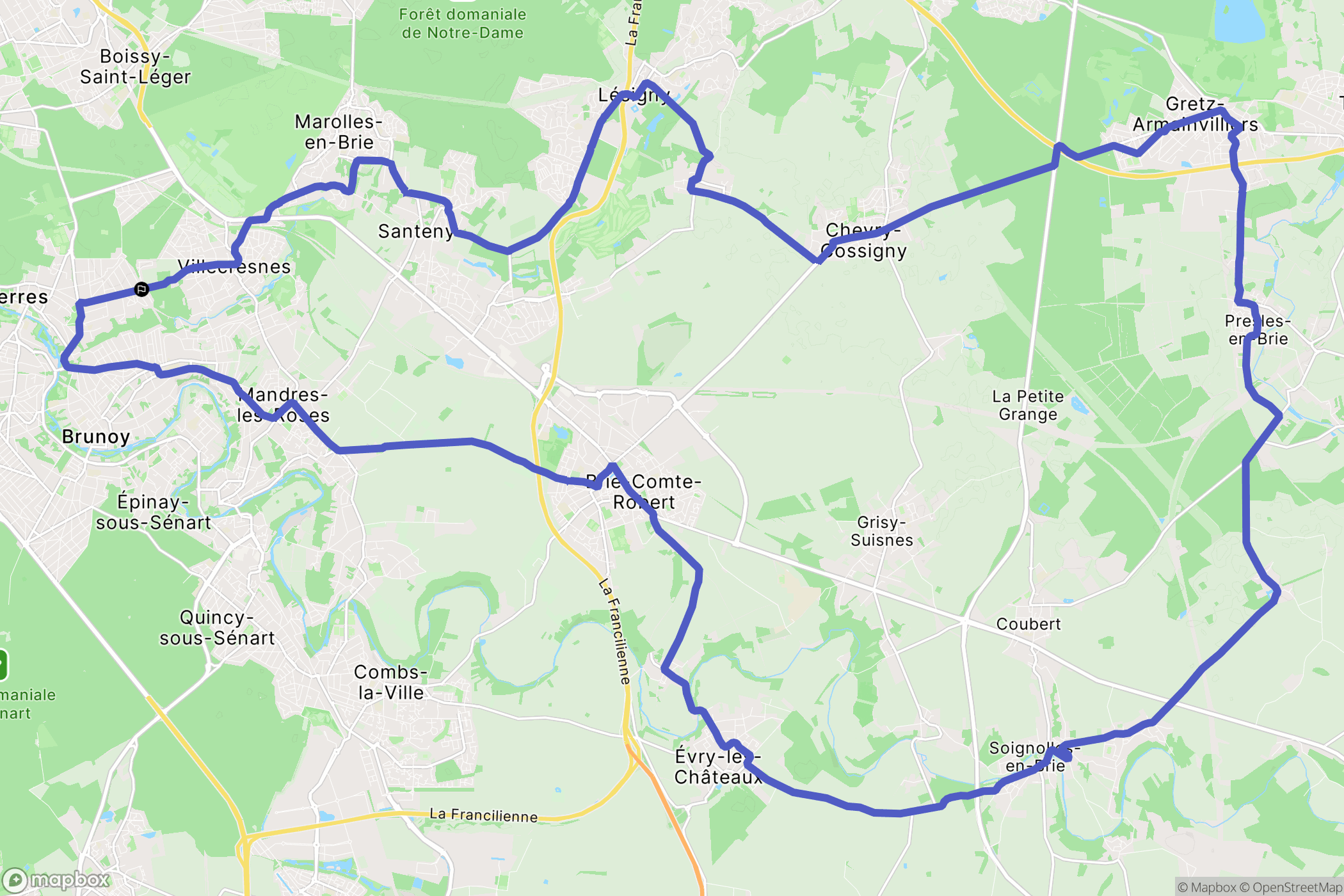 Yerres : carte du parcours de randonnée - France