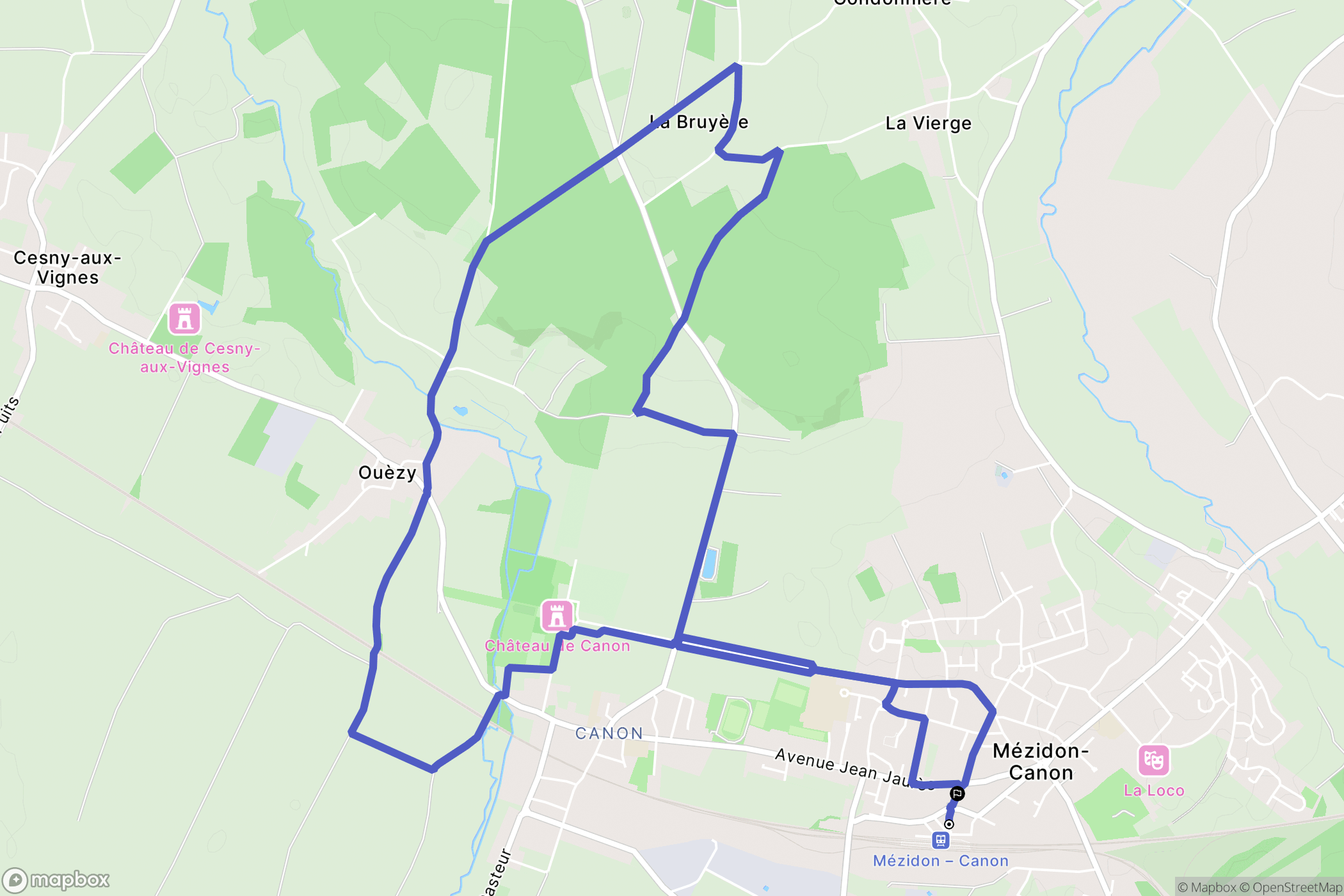 Mézidon Vallée d'Auge : carte du parcours de randonnée - France