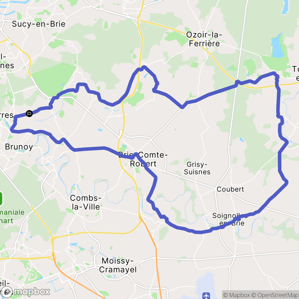 Yerres : carte du parcours de randonnée - France