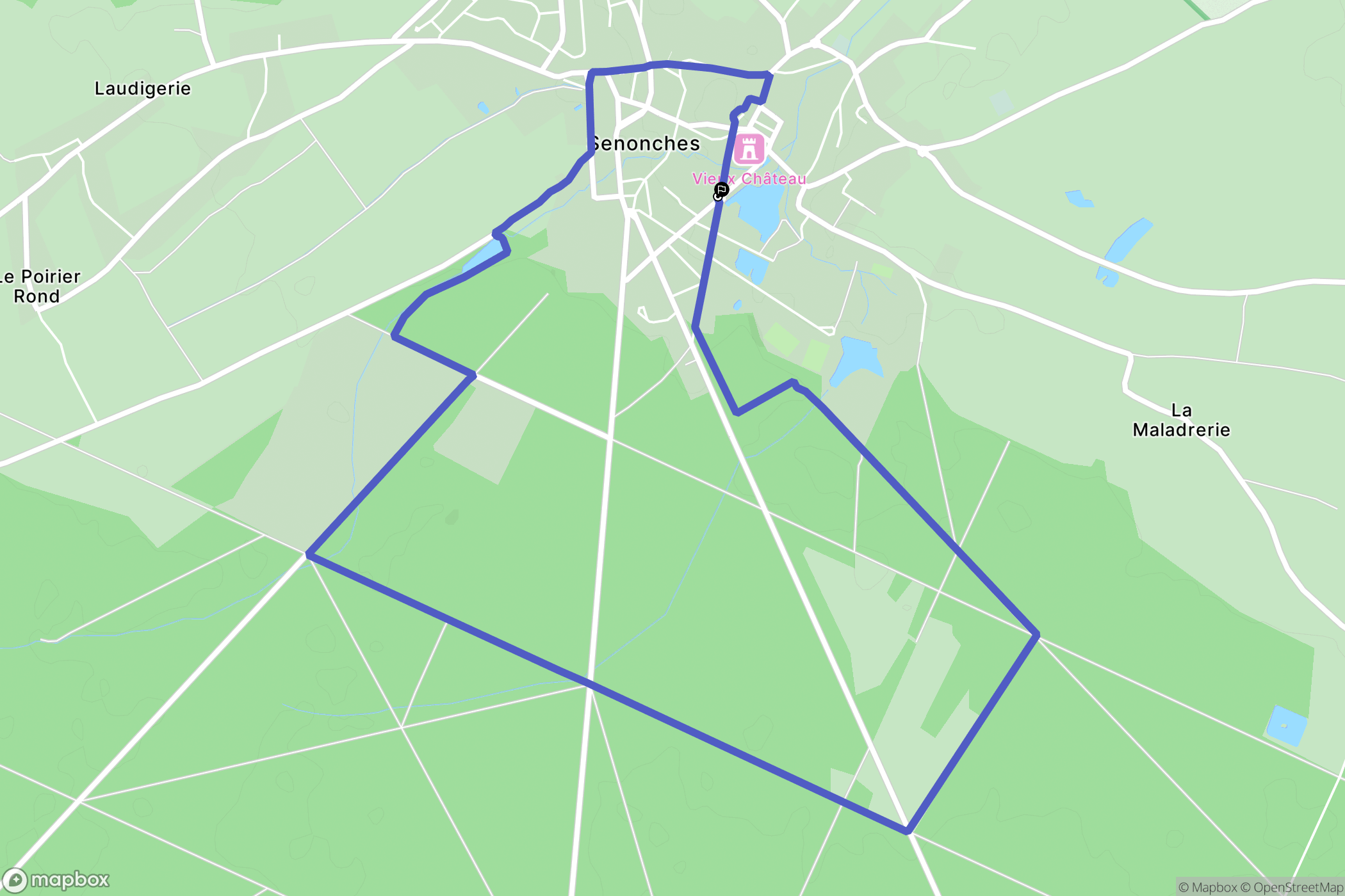 Senonches : carte du parcours de randonnée - France