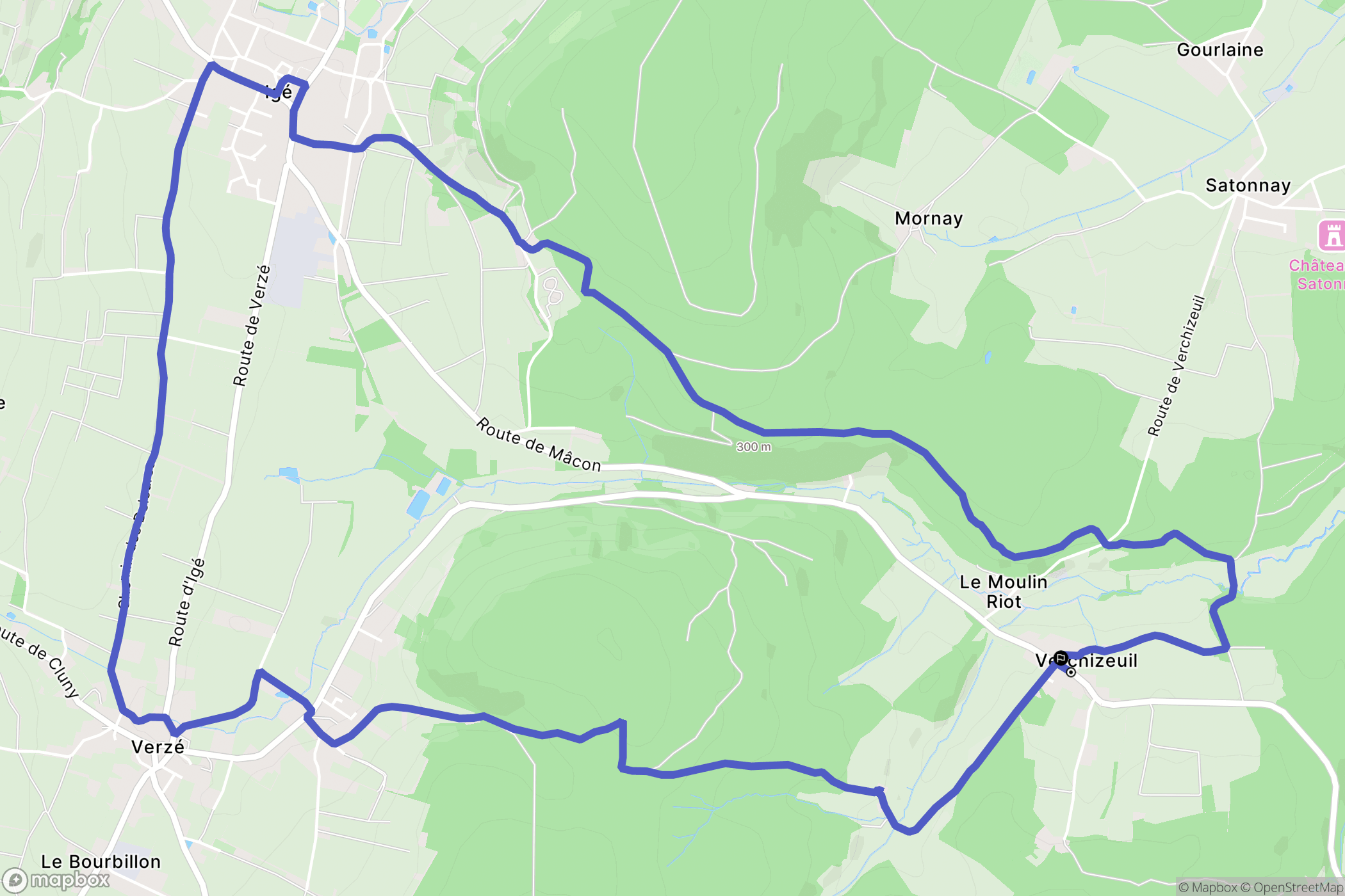 Verzé : carte du parcours de randonnée - France