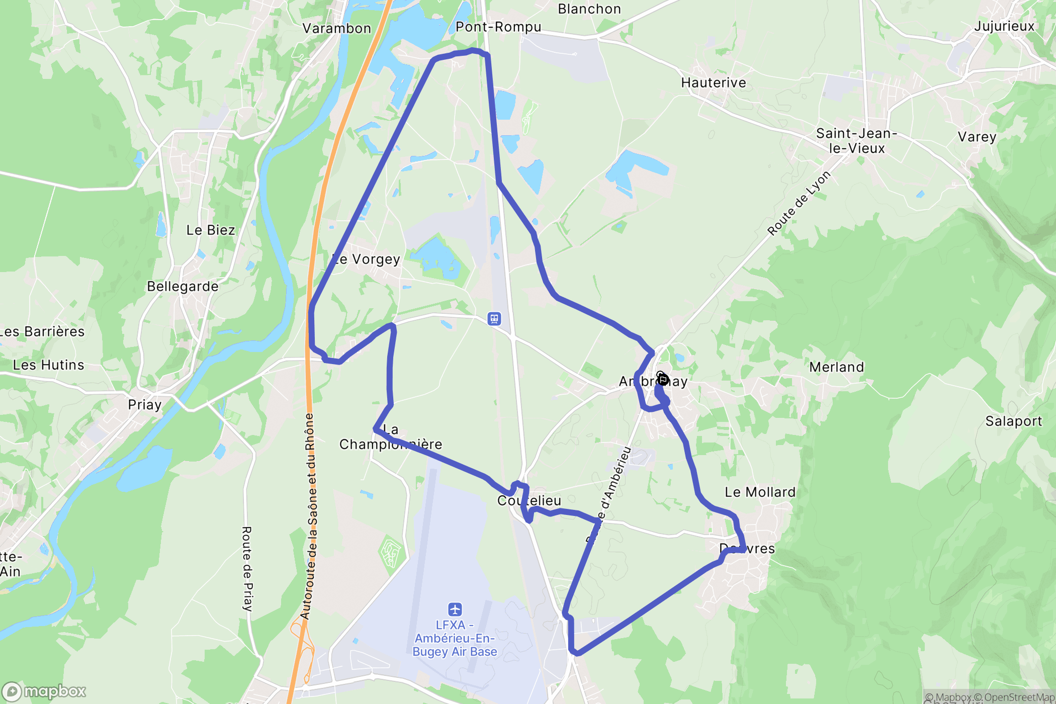 Ambronay : carte du parcours de randonnée - France