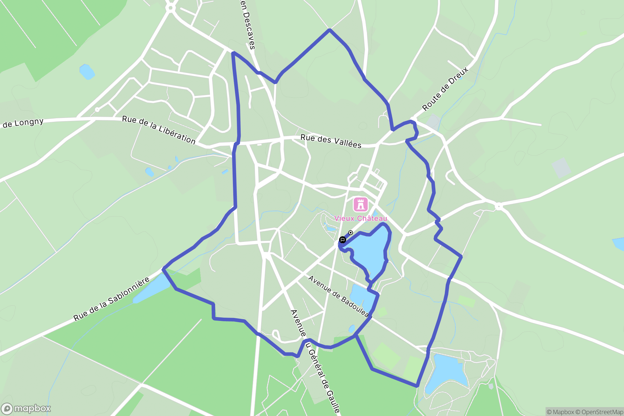 Senonches : carte du parcours de randonnée - France