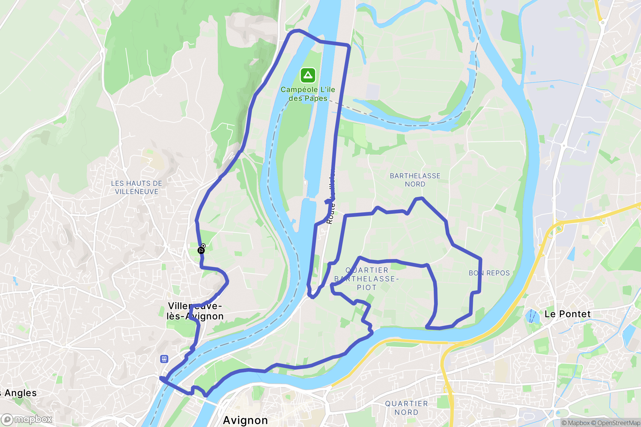 Villeneuve-lès-Avignon : carte du parcours de randonnée - France