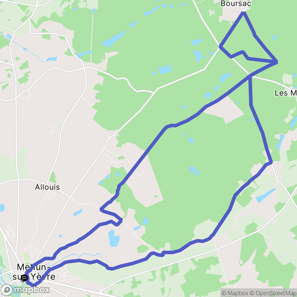 Mehun-sur-Yèvre : carte du parcours de randonnée - France
