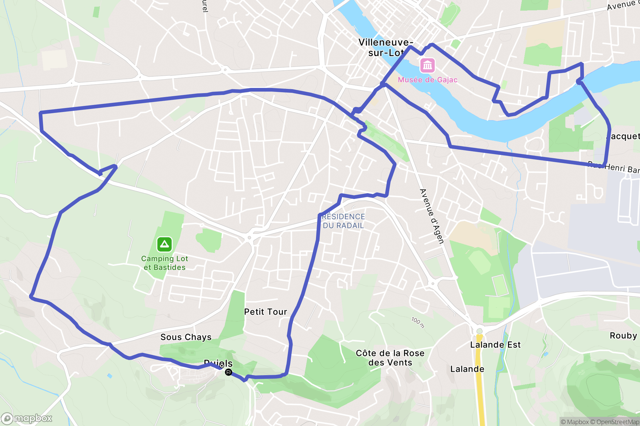 Pujols : carte du parcours de randonnée - France