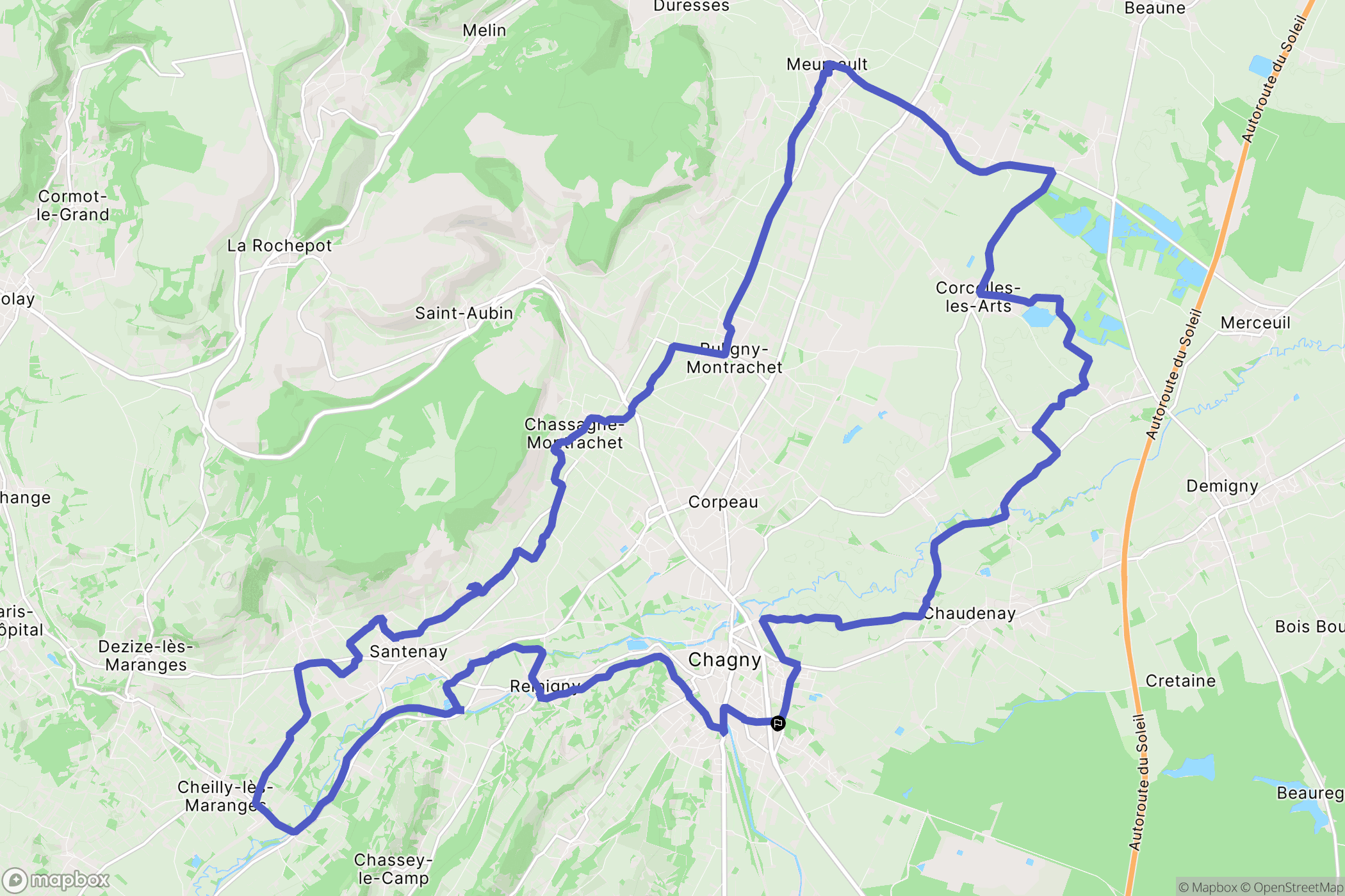 Chagny : carte du parcours de randonnée - France