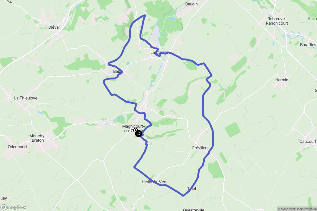 Magnicourt-en-Comte : carte du parcours de randonnée - France