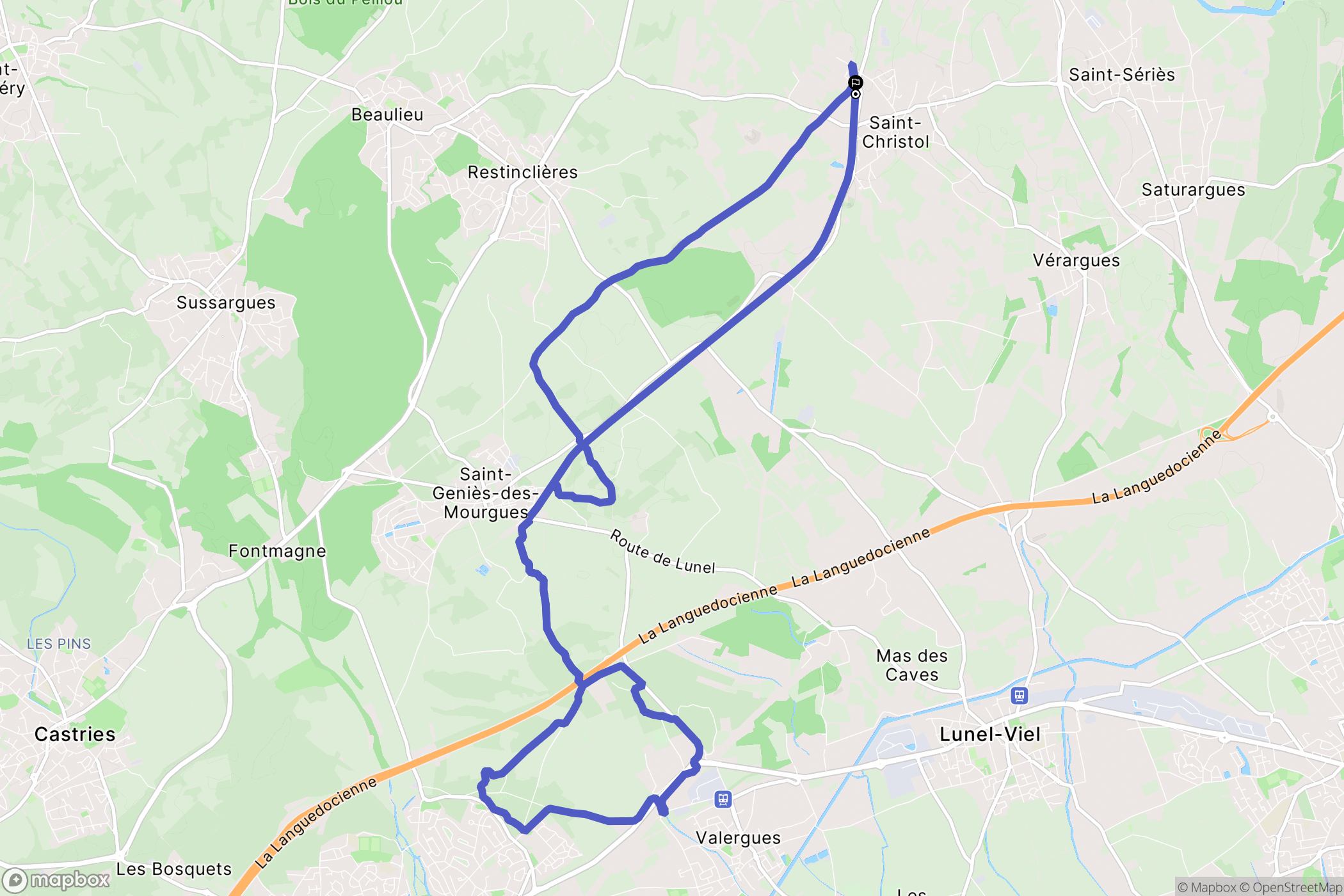 Entre-Vignes : carte du parcours de randonnée - France