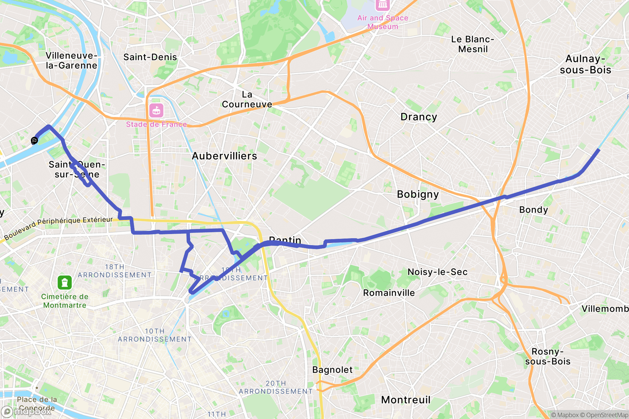 Asnières-sur-Seine : carte du parcours de randonnée - France