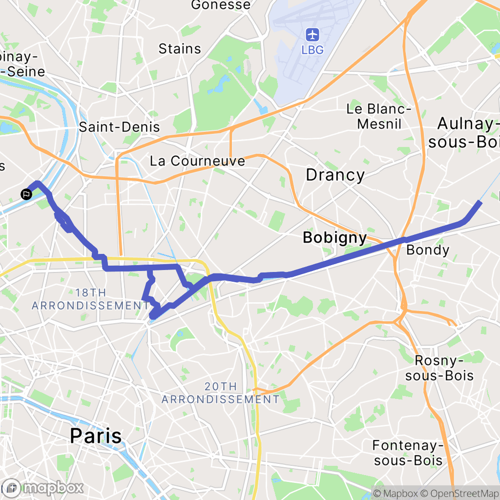 Asnières-sur-Seine : carte du parcours de randonnée - France