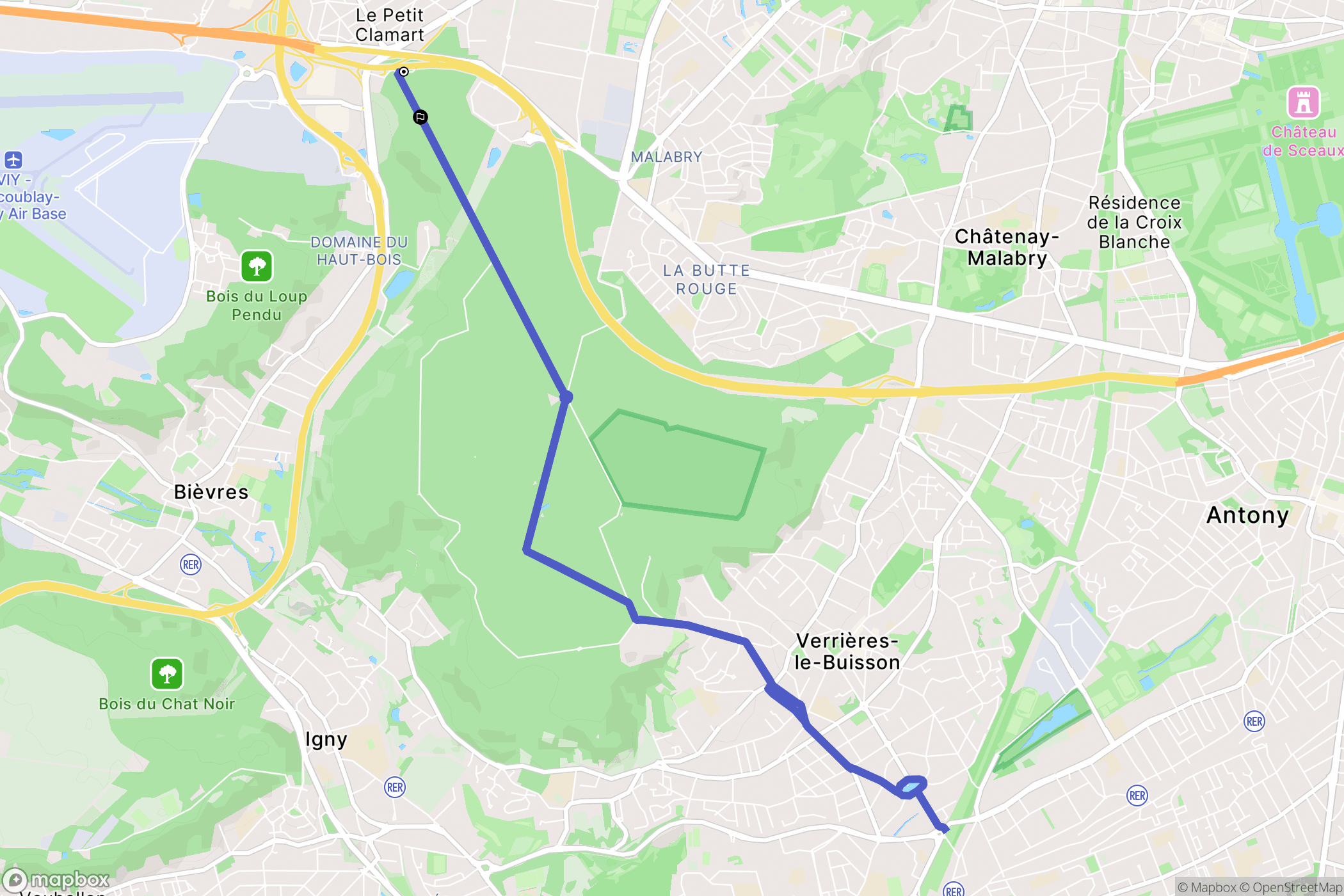 Châtenay-Malabry : carte du parcours de randonnée - France