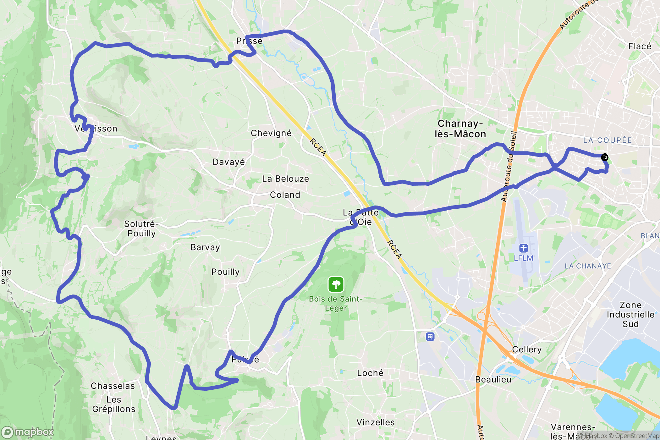 Charnay-lès-Mâcon : carte du parcours de randonnée - France