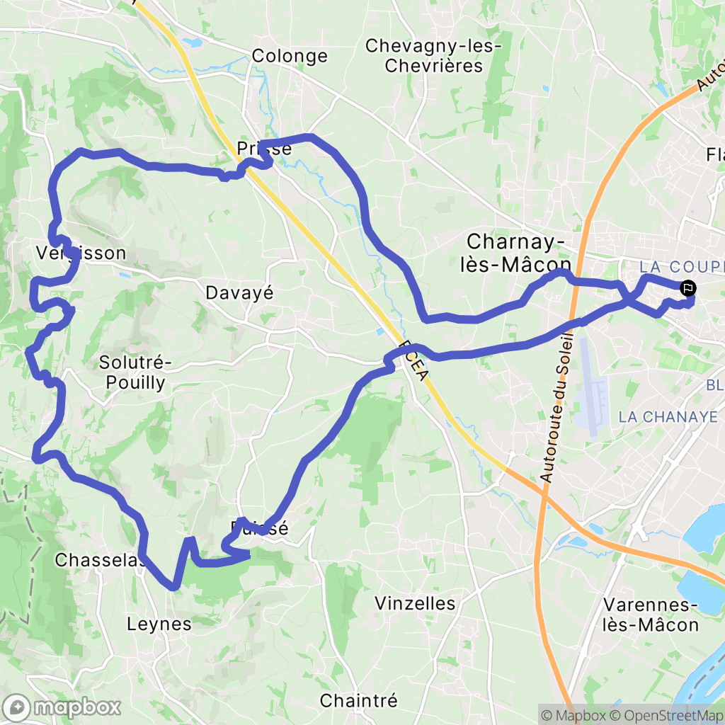 Charnay-lès-Mâcon : carte du parcours de randonnée - France