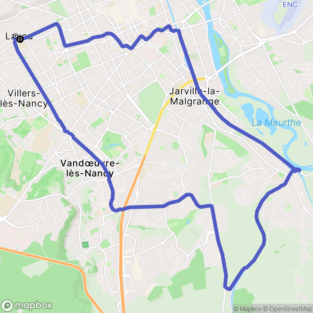 Laxou : carte du parcours de randonnée - France