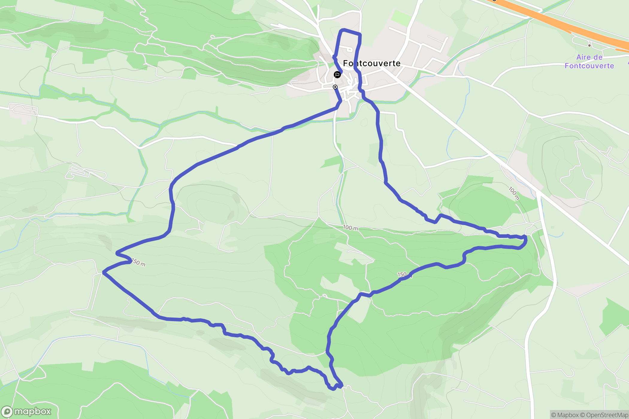 Fontcouverte : carte du parcours de randonnée - France
