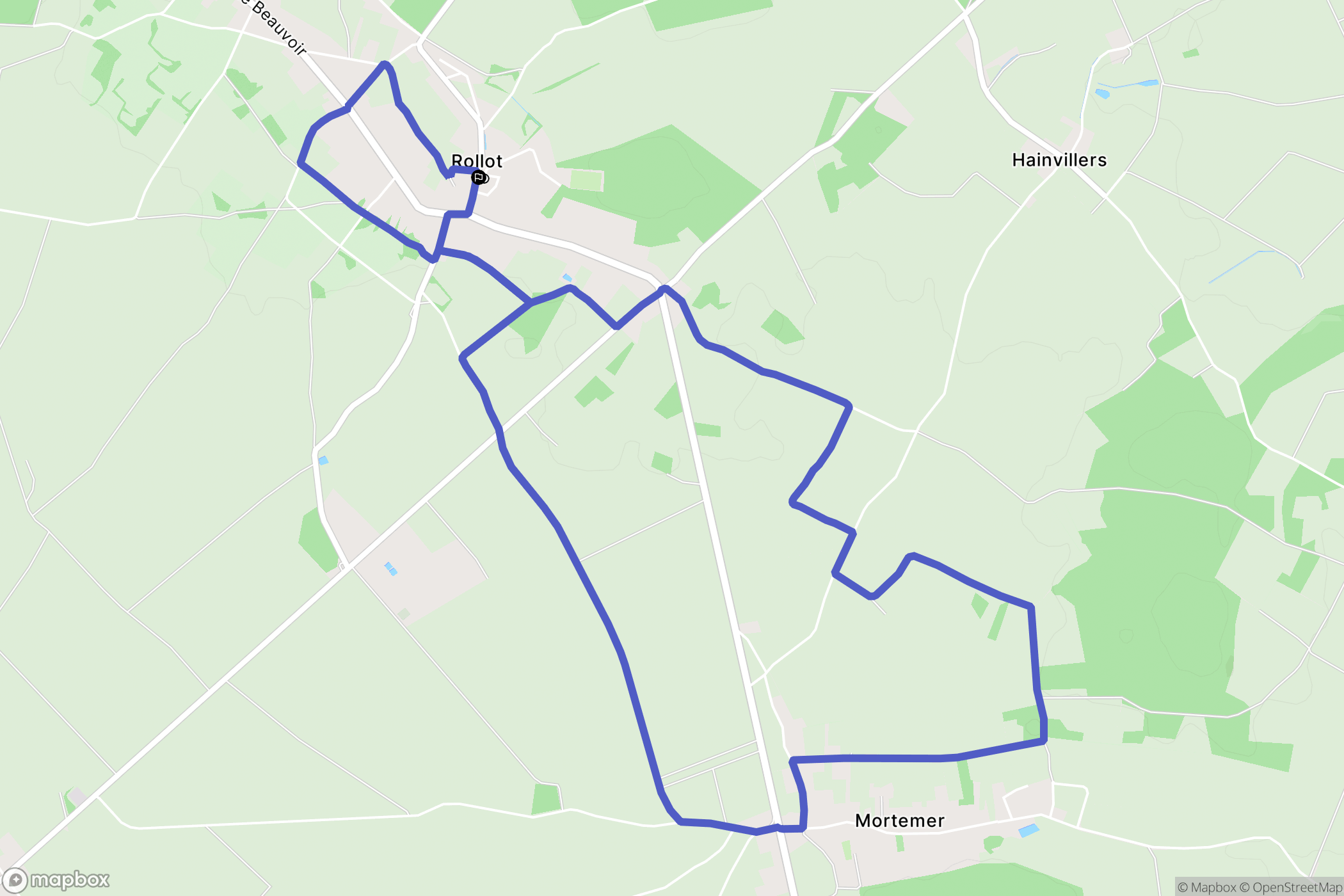 Rollot : carte du parcours de randonnée - France
