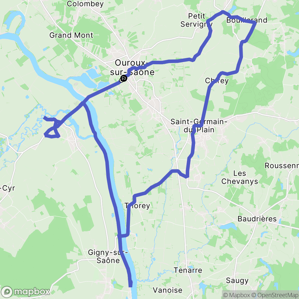 Ouroux-sur-Saône : carte du parcours de randonnée - France