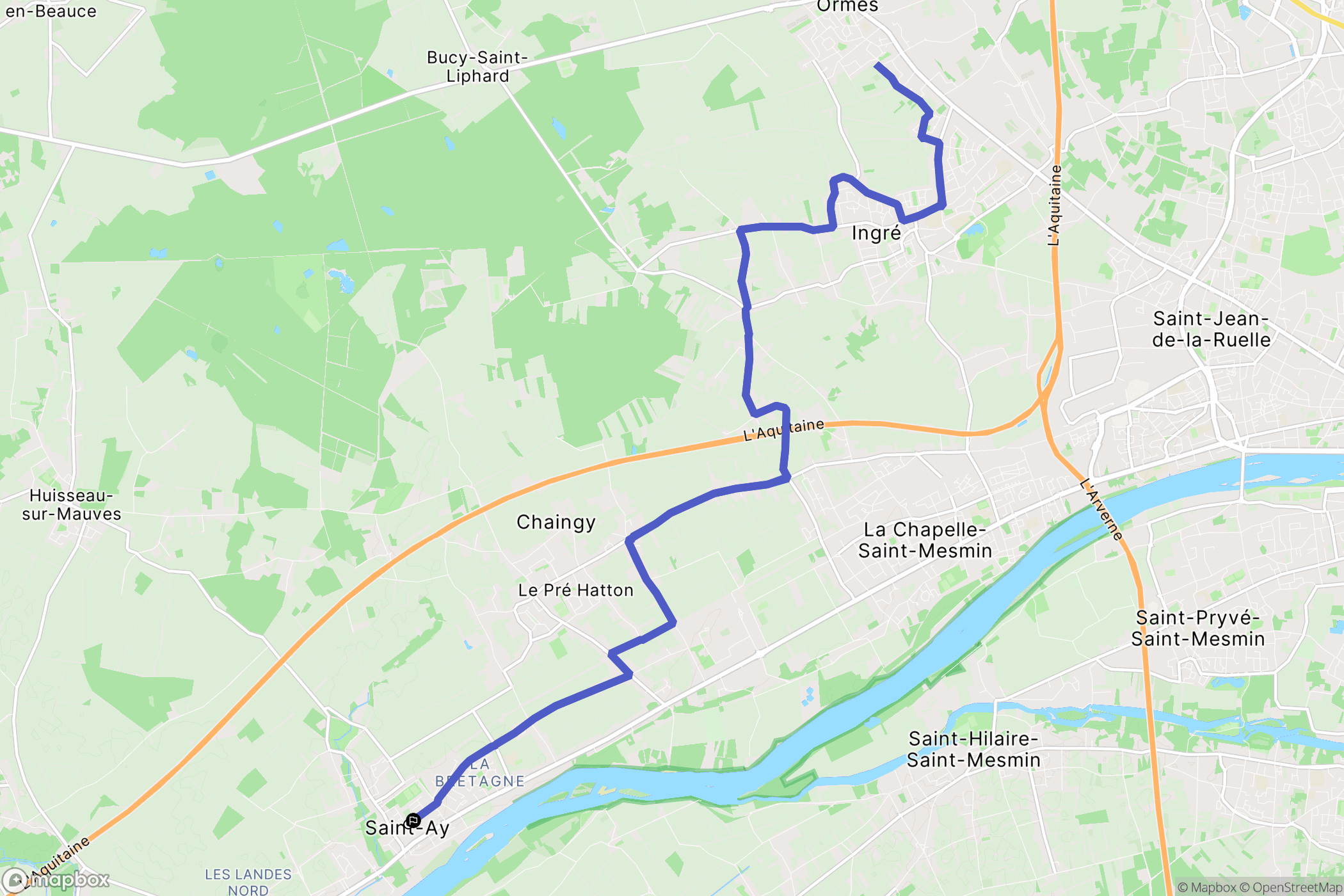 Saint-Ay : carte du parcours de randonnée - France