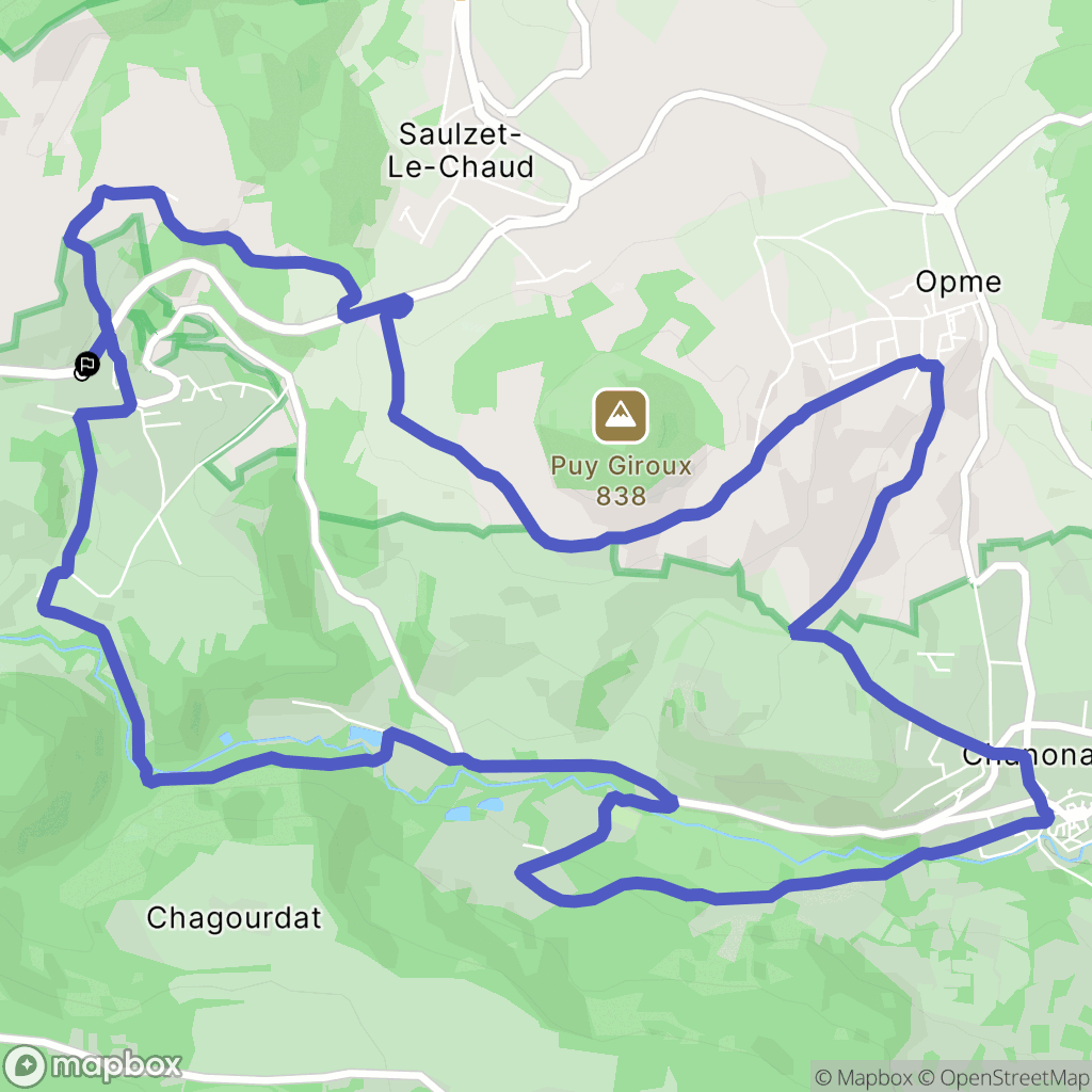 Chanonat : carte du parcours de randonnée - France