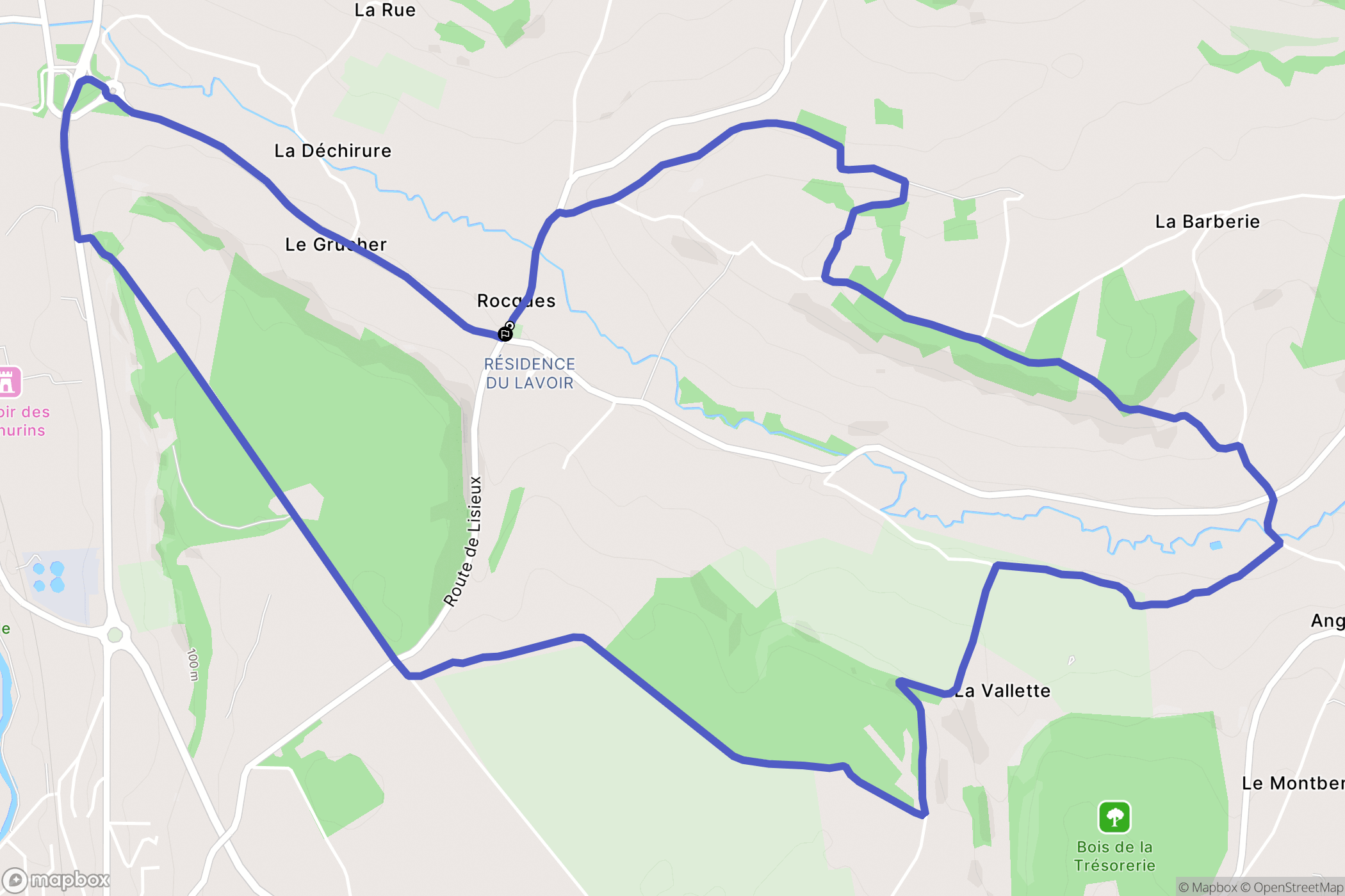 Rocques : carte du parcours de randonnée - France