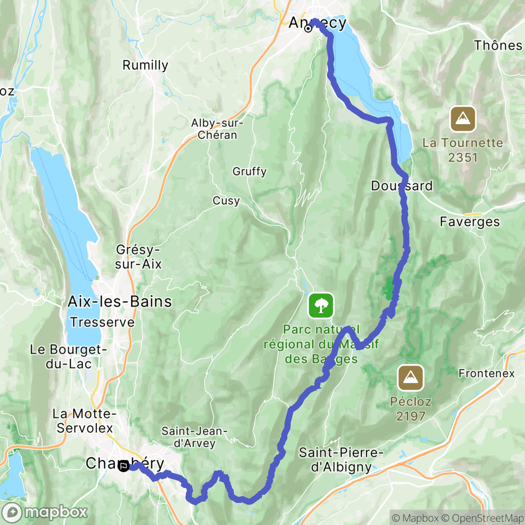 Annecy : carte du parcours de randonnée - France