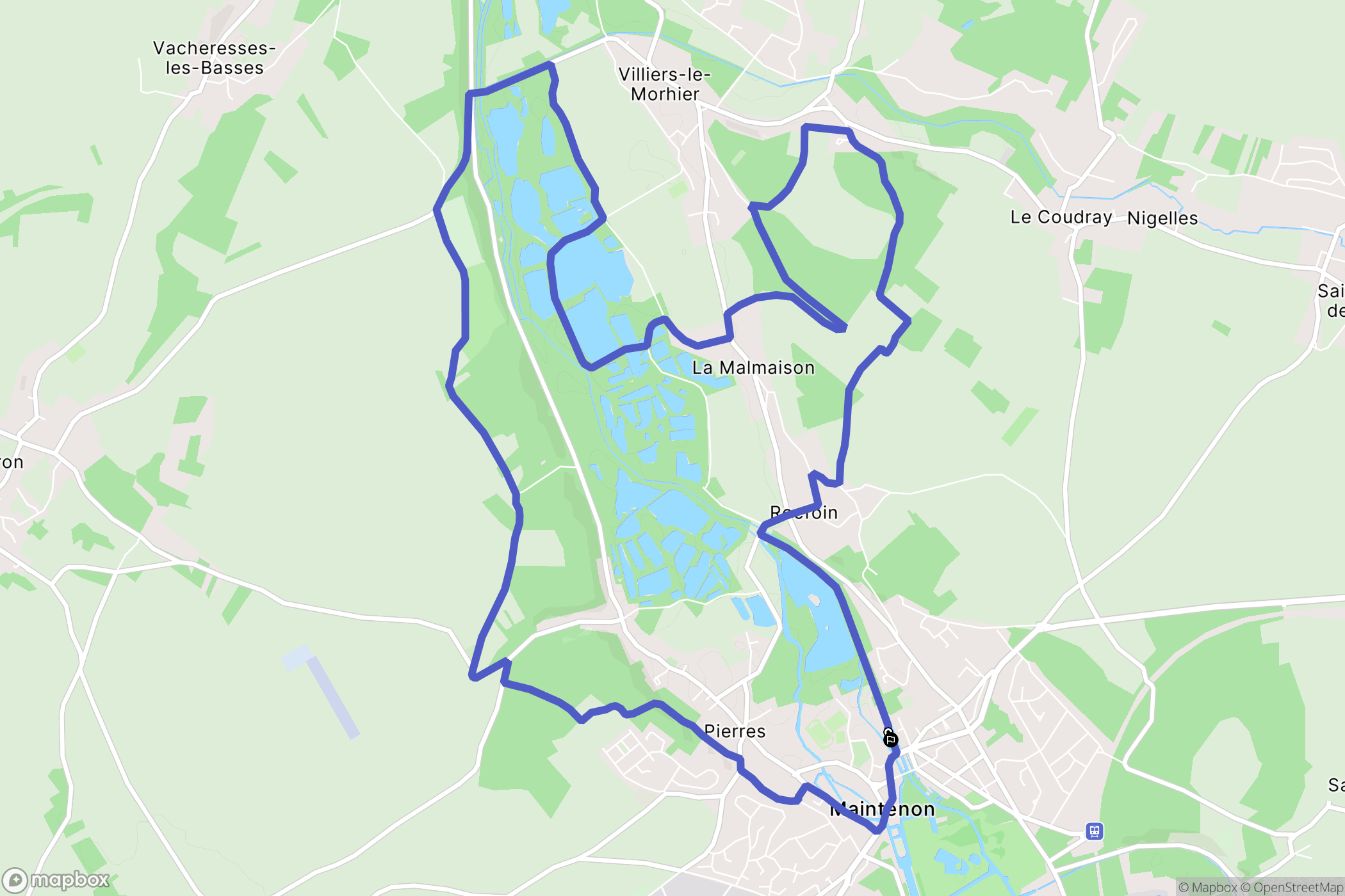 Maintenon : carte du parcours de randonnée - France
