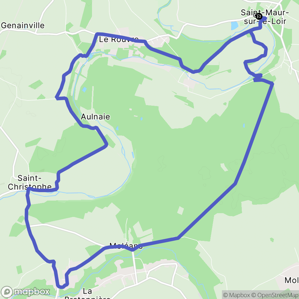 Saint-Maur-sur-le-Loir : carte du parcours de randonnée - France