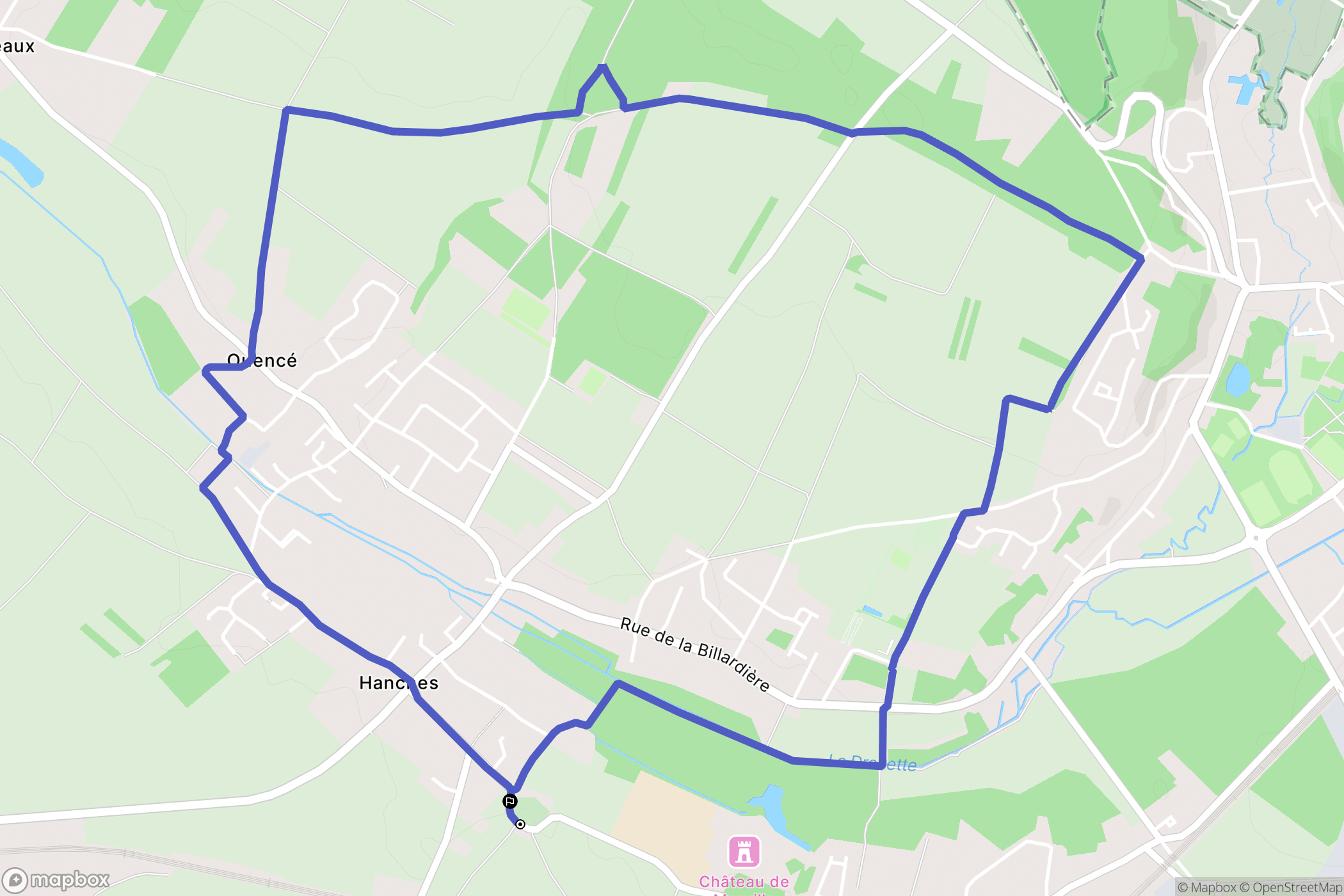 Hanches : carte du parcours de randonnée - France
