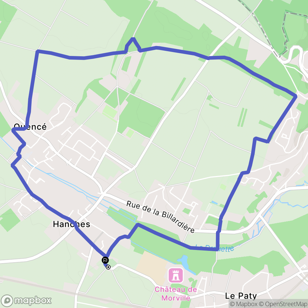 Hanches : carte du parcours de randonnée - France