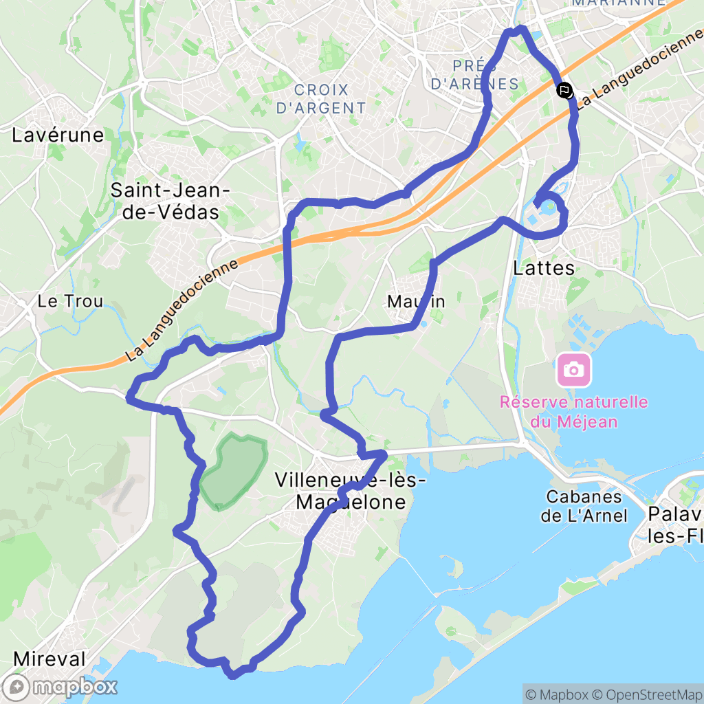 Montpellier : carte du parcours de randonnée - France