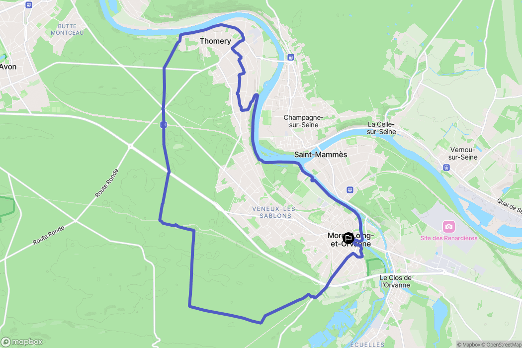 Moret-Loing-et-Orvanne : carte du parcours de randonnée - France