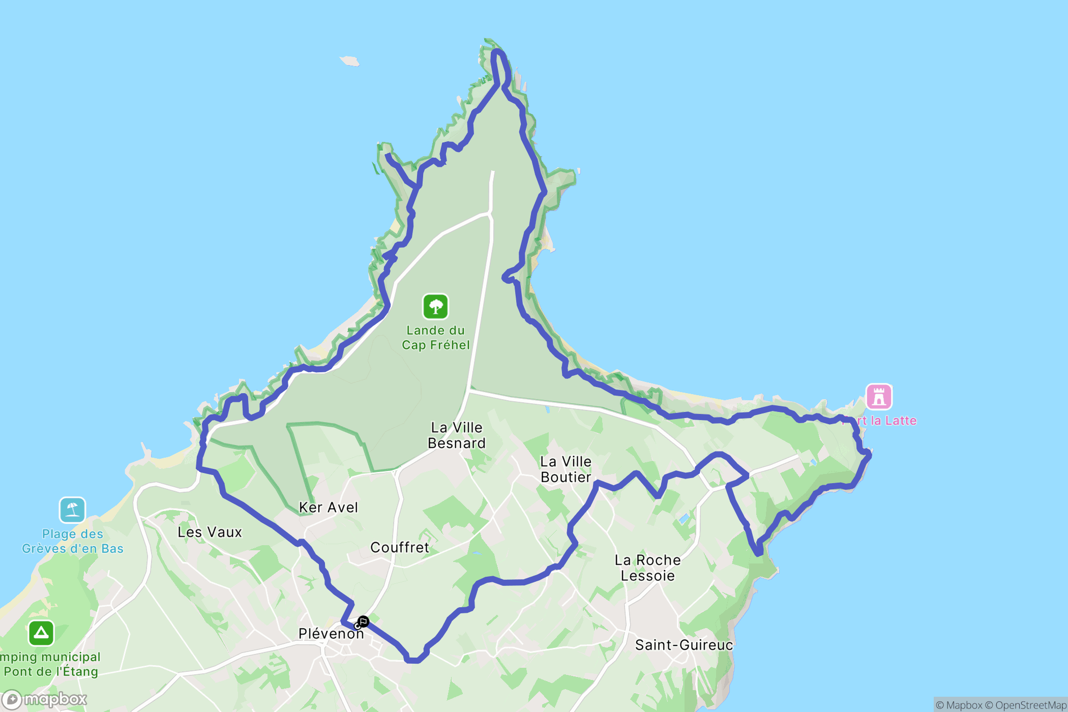 Plévenon : carte du parcours de randonnée - France