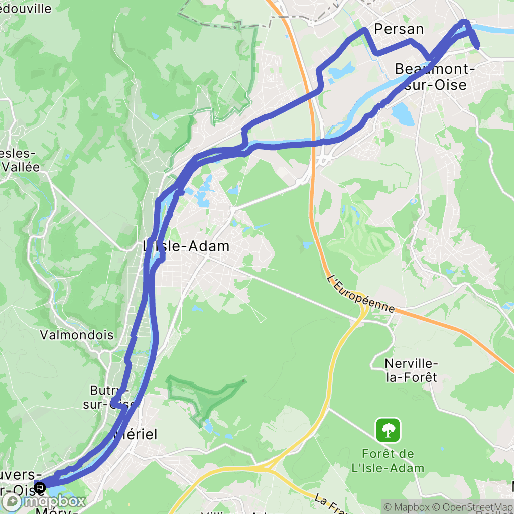 Méry-sur-Oise : carte du parcours de randonnée - France