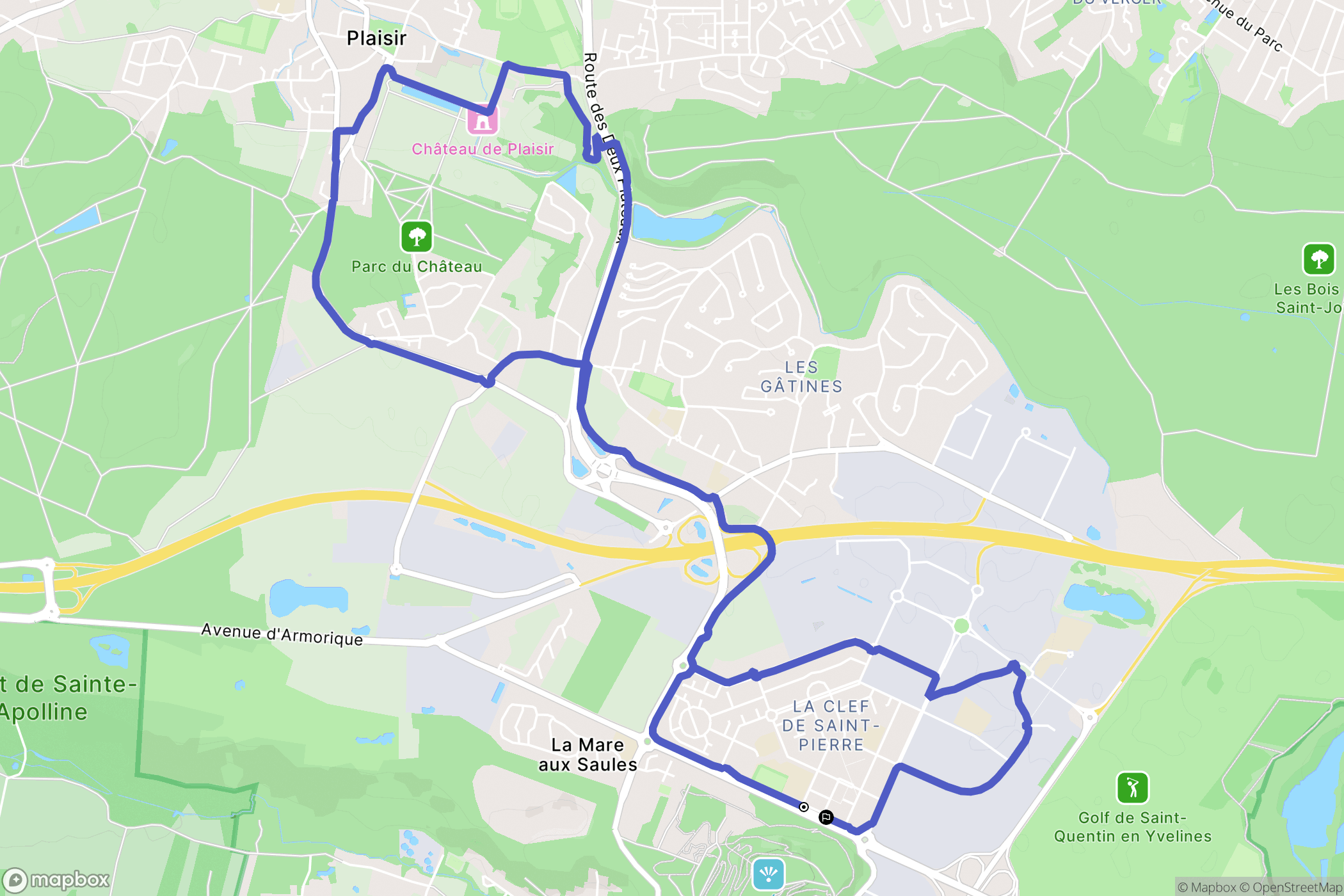 Élancourt : carte du parcours de randonnée - France