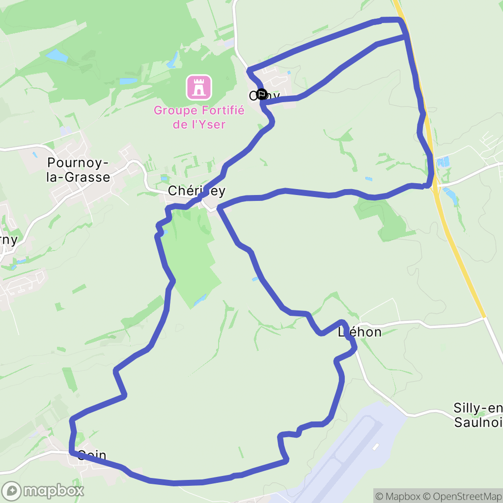 Orny : carte du parcours de randonnée - France