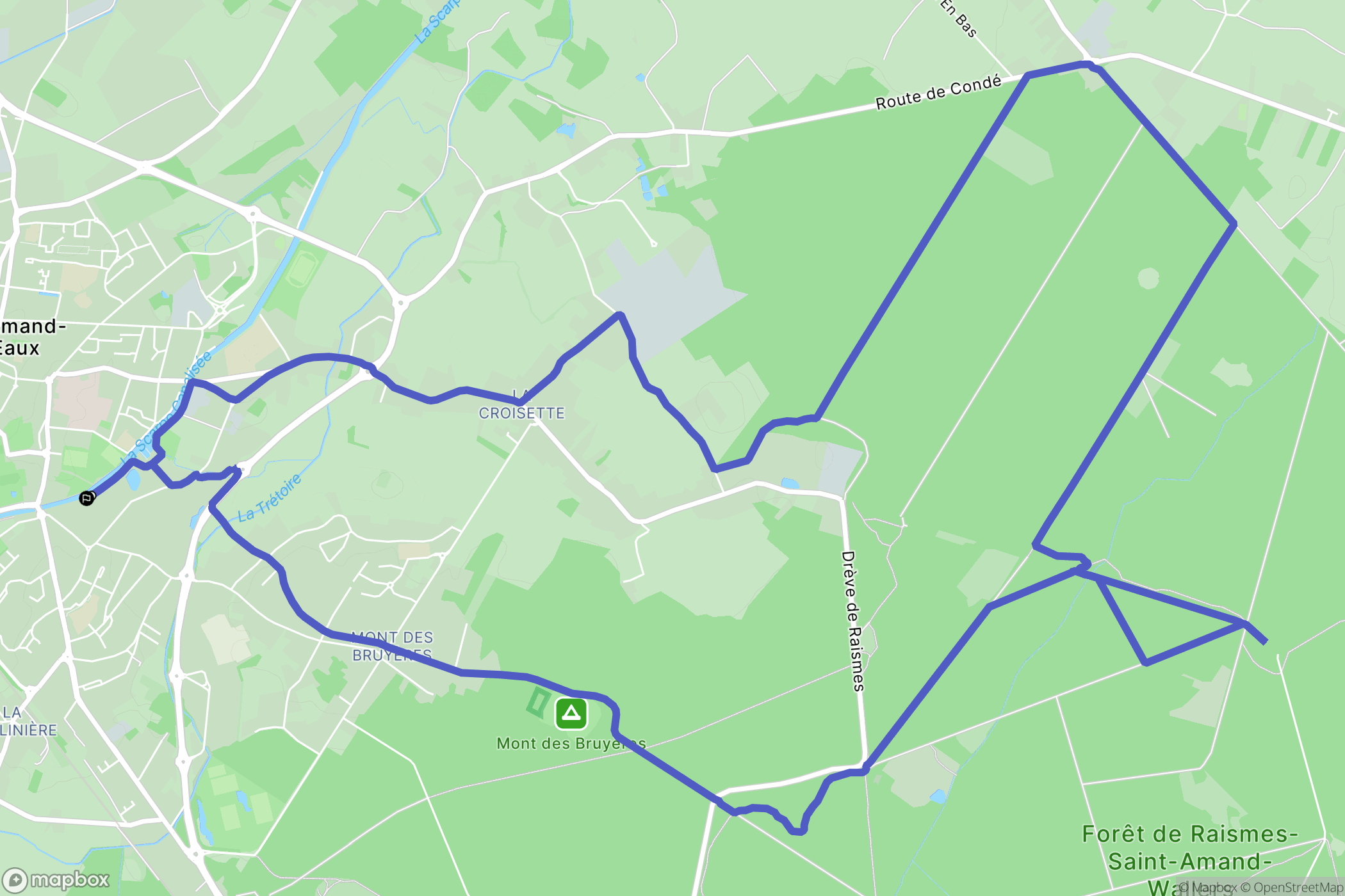 Saint-Amand-les-Eaux : carte du parcours de randonnée - France
