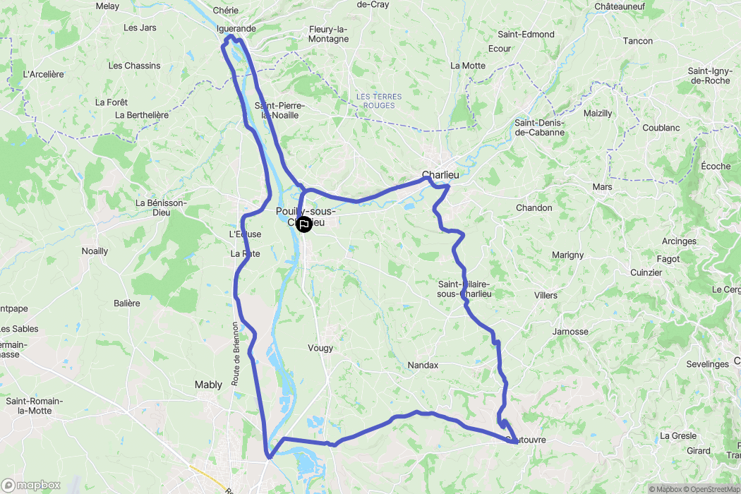 Pouilly-Sous-Charlieu : carte du parcours de randonnée - France