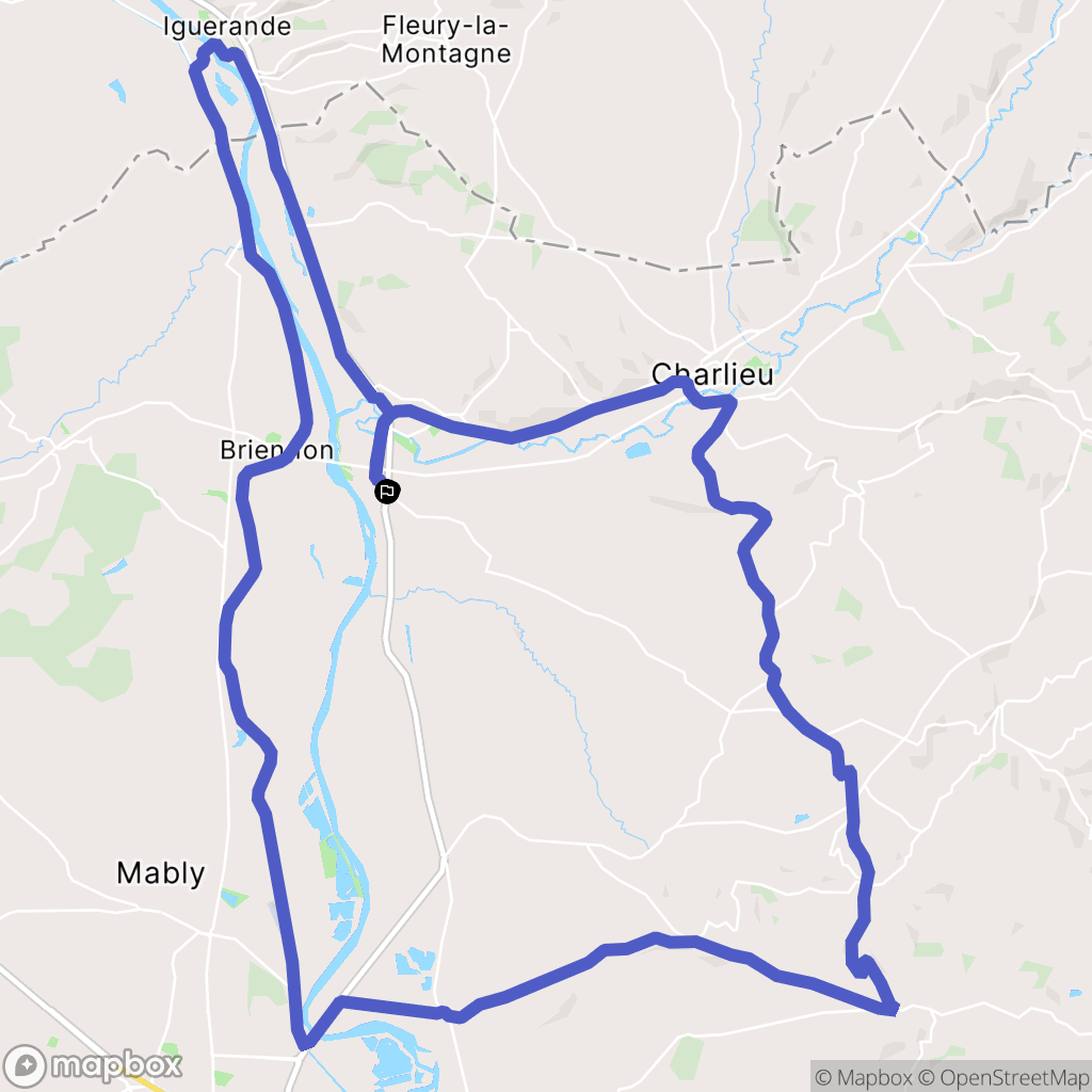 Pouilly-Sous-Charlieu : carte du parcours de randonnée - France