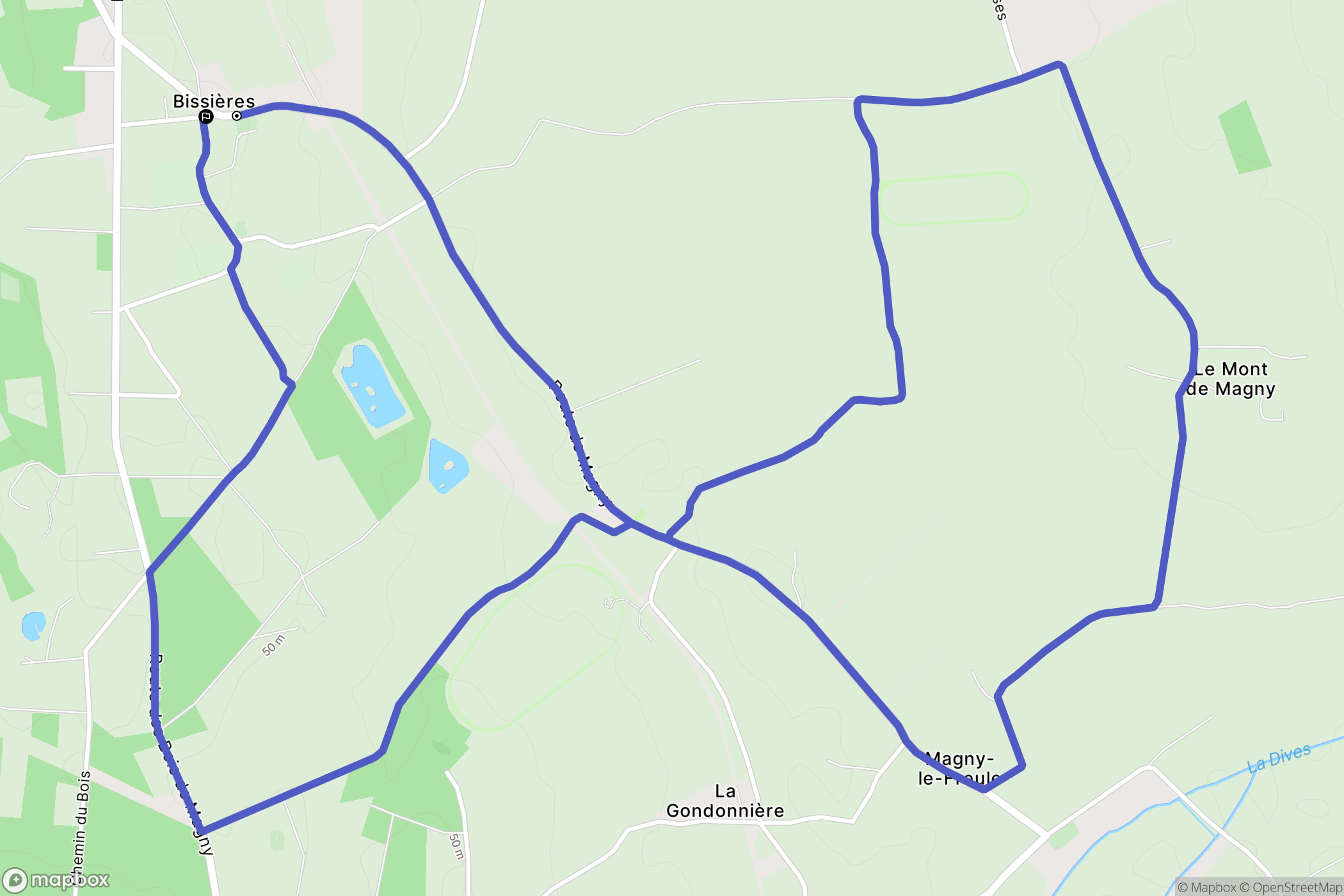 Méry-Bissières-en-Auge : carte du parcours de randonnée - France