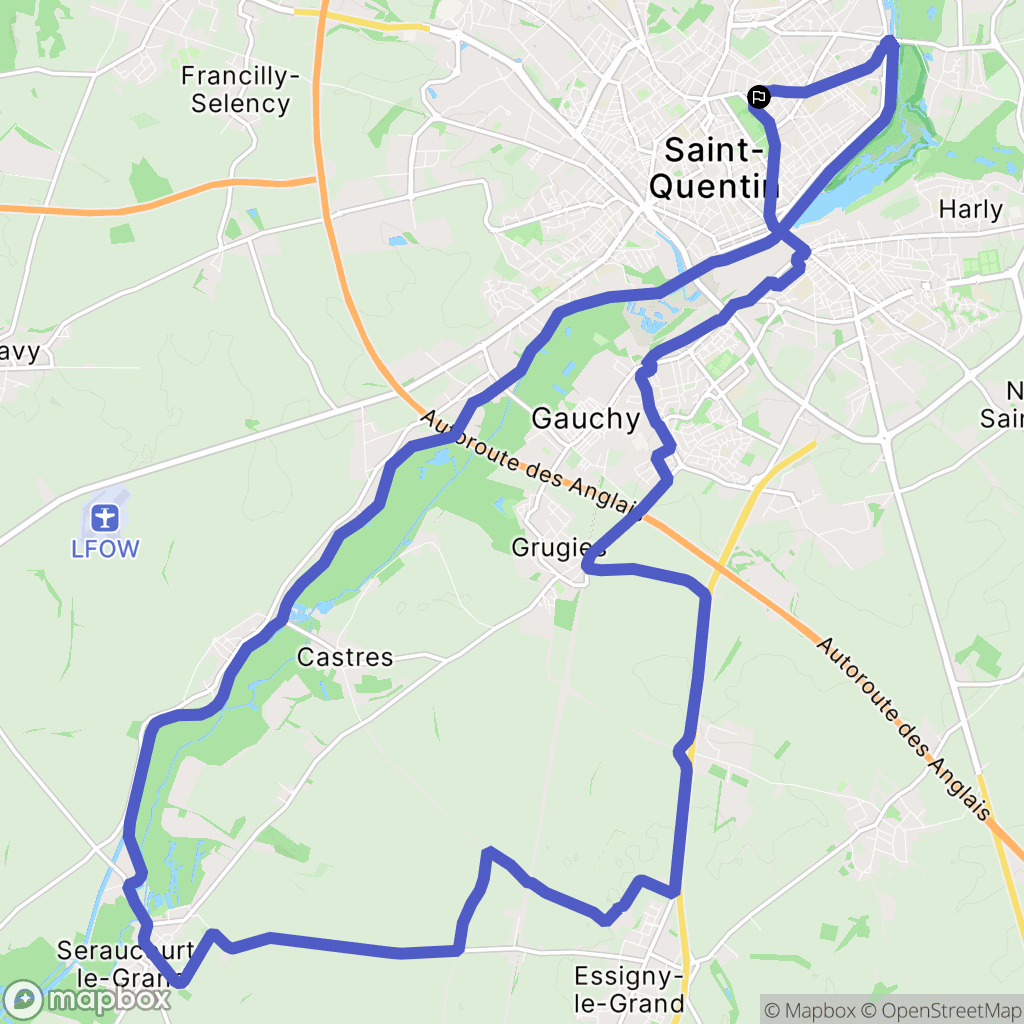 Saint-Quentin : carte du parcours de randonnée - France